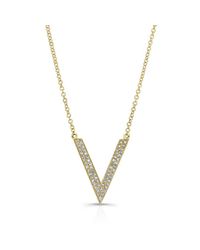 Anne Sisteron - 14kt Yellow Gold Diamond V Necklace - Lyst