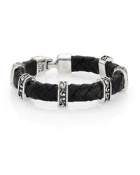 King Baby Studio | Black Braided Leather Sterling Silver Bracelet for Men | Lyst