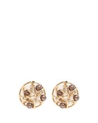 St. John | Metallic 'cage' Pearl Earrings | Lyst