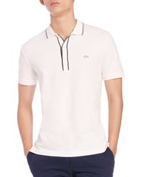 Lacoste | White Striped Pique Polo for Men | Lyst