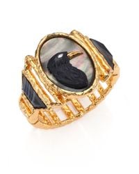 Alexis Bittar | Blue Elements Punk Black Agate, Black Mother-of-pearl & Crystal Raven Cameo Bracelet | Lyst
