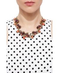 Carole Tanenbaum | Multicolor 1950S Unsigned Burnished Gold Necklace With Rhinestones And Glass Coral Drops | Lyst