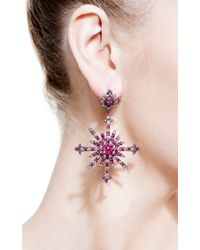 Bochic | Purple Ruby and Diamond Snowburst Earrings | Lyst