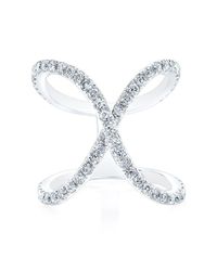 Anne Sisteron - Metallic 14kt White Gold Diamond Curved X Ring - Lyst