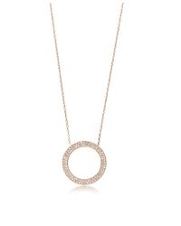 Michael Kors - Metallic Pave Circle Rose Golden Steel Women's Pendant Necklace - Lyst