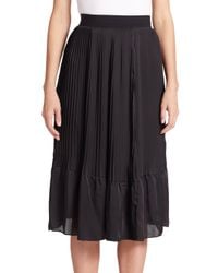 TOME | Black Pleated Satin Skirt | Lyst