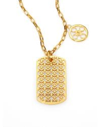Tory Burch | Metallic Kinsley Logo Dogtag Necklace | Lyst