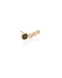 Jacquie Aiche | Metallic Black Diamond & 14k Yellow Gold Three-bezel Single Stud Earring | Lyst