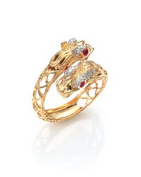 John Hardy | Metallic Naga Diamond, Ruby & 18k Yellow Gold Double-headed Dragon Ring | Lyst