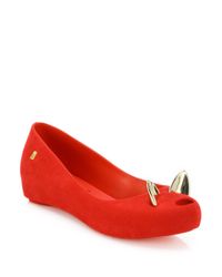 Melissa | Red Mouse Peep-toe Ballet Flats | Lyst
