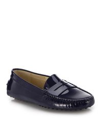 Tod's | Blue Gommini Patent Leather Drivers | Lyst