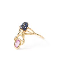 Daniela Villegas | Blue Yellow Gold Midi Beetle Ring | Lyst