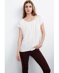 Velvet By Graham & Spencer - White Syara Satin Contrast Tee - Lyst