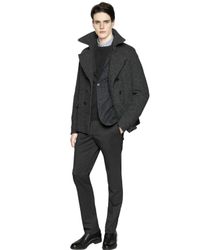 Z Zegna | Gray Boiled Wool Jersey Peacoat for Men | Lyst