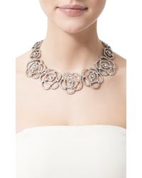 Oscar de la Renta | Metallic Pave Flower Necklace | Lyst