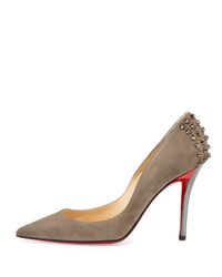 Christian Louboutin | Brown Zappa Suede Spiked Red Sole Pump | Lyst