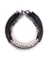 Venna | Black Crystal Spike Pearl Necklace | Lyst