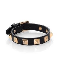 Valentino | Black Rockstud Small Leather Bracelet | Lyst