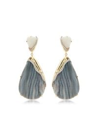 Kara Ross | Blue One Of A Kind 18k Gold Cocina White Quartz and Diamonds Petra Earrings | Lyst