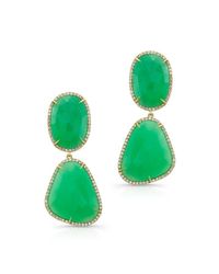 Anne Sisteron - Green 14kt Yellow Gold Chrysophase Diamond Organic Shape Earrings - Lyst