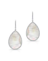 Anne Sisteron - 14kt White Gold Mother Of Pearl Diamond Pear Earrings - Lyst