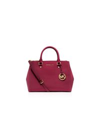 MICHAEL Michael Kors | Red Satchel - Sutton Medium | Lyst