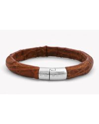 Tateossian - Brown Caiman Bracelet In Tan Leather With Silver Clasp for Men - Lyst