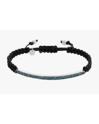 Tateossian - Micro Pavé Macramé Bracelet With Blue Diamonds On A Silver Panel for Men - Lyst