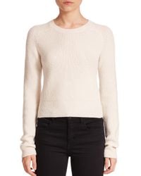 Helmut Lang | Natural Cropped Merino Wool & Cashmere Sweater | Lyst
