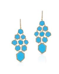 Anne Sisteron - Metallic 14kt Yellow Gold Turquoise Diamond Chandelier Earrings - Lyst
