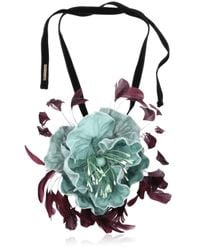 Dries Van Noten | Blue Velvet Floral Necklace | Lyst