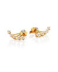 Ca&Lou | Metallic Pixie Crystal & Faux Pearl Earrings | Lyst