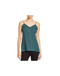 Aqua | Green V-neck Crepe And Chiffon Tank | Lyst