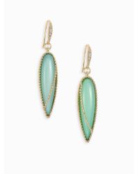 ABS By Allen Schwartz | Blue Color Reaction Long Pear Drop Earrings | Lyst