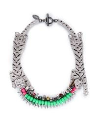 Venna | Multicolor Crystal Pavé Tiger Spike Crystal Necklace | Lyst