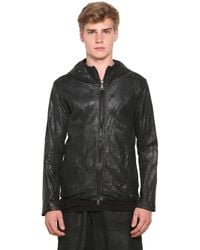 Giorgio Brato | Black Waxed and Washed Hooded Leather Jacket for Men | Lyst