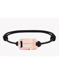 Tateossian - Pink Id Cut Out 18k Rose Gold Black Wax Cord Bracelet for Men - Lyst