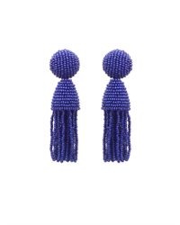 Oscar de la Renta | Purple Two-tiered Beaded Tassel Clip-on Earrings | Lyst