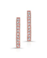 Anne Sisteron | Pink 14kt Rose Gold Diamond Short Bar Earrings | Lyst