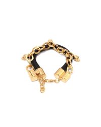 Alexander McQueen | Metallic Skull Charm Chain Leather Bracelet | Lyst
