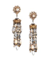 Erickson Beamon | Metallic Ballroom Dancing Crystal & Faux Pearl Tassel Earrings | Lyst