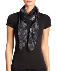 Alexander McQueen | Blue Eaten Skulls Silk Scarf | Lyst