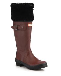 Hunter | Red Original Shearling Cuff Rain Boots | Lyst