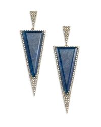 Meira T | Blue Apatite, White Topaz, Diamond & 14K Yellow Gold Triangle Drop Earrings | Lyst