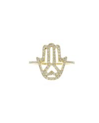 Anne Sisteron - Metallic 14Kt Yellow Gold Diamond Hamsa Ring - Lyst