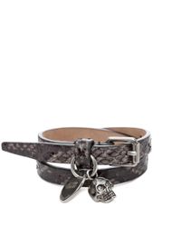 Alexander McQueen | Metallic Double Wrap Skull Bracelet for Men | Lyst