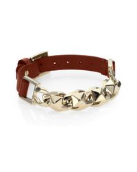 Valentino | Brown Studded Leather Strap Bracelet for Men | Lyst