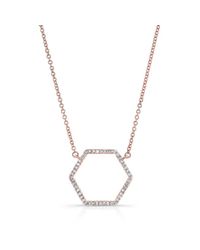 Anne Sisteron - Pink 14kt Rose Gold Diamond Hexagon Shaped Necklace - Lyst