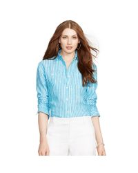 Ralph Lauren | Green Striped Linen Shirt | Lyst