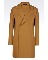 Emporio Armani | Natural Double-breasted Coat for Men | Lyst